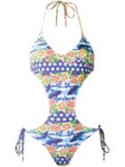 Blue Man Printed Swimsuit, Women's, Size: Gg, Lyocell