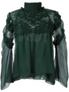 Chloé Embroidered Chiffon Blouse, Women's, Size: 38, Green, Silk