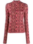 Andamane Beth Snakeskin-print Top - Red