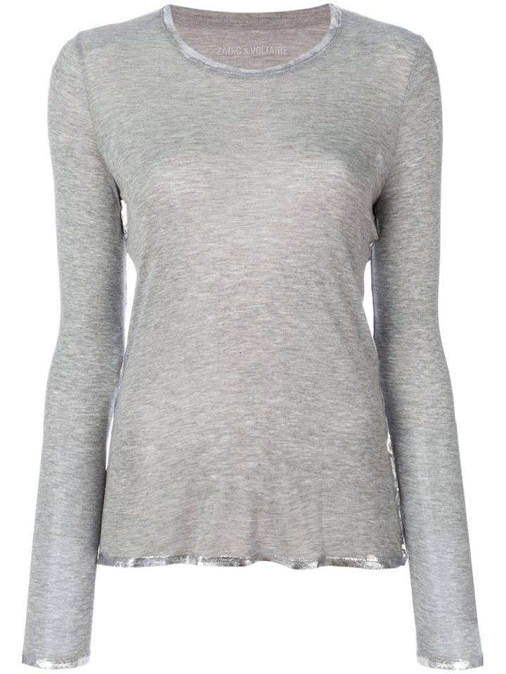 Zadig & Voltaire Willy Foil Trim Top - Grey