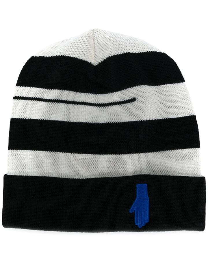 Raf Simons Striped Knit Beanie - Black