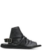 Moma Ruched Flat Sandals - Black