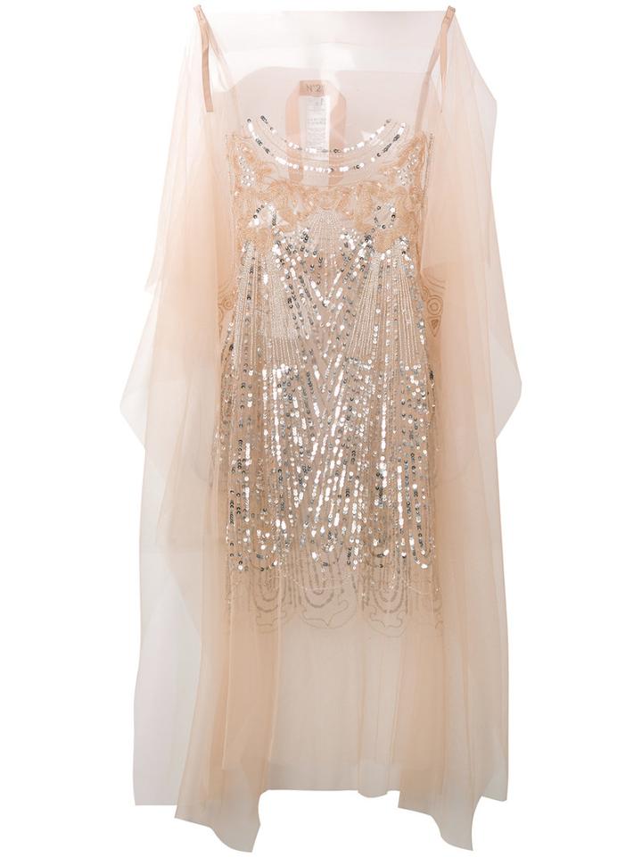 No21 Sequin Embellished Sheer Blouse, Women's, Size: 42, Nude/neutrals, Polyamide/polyester