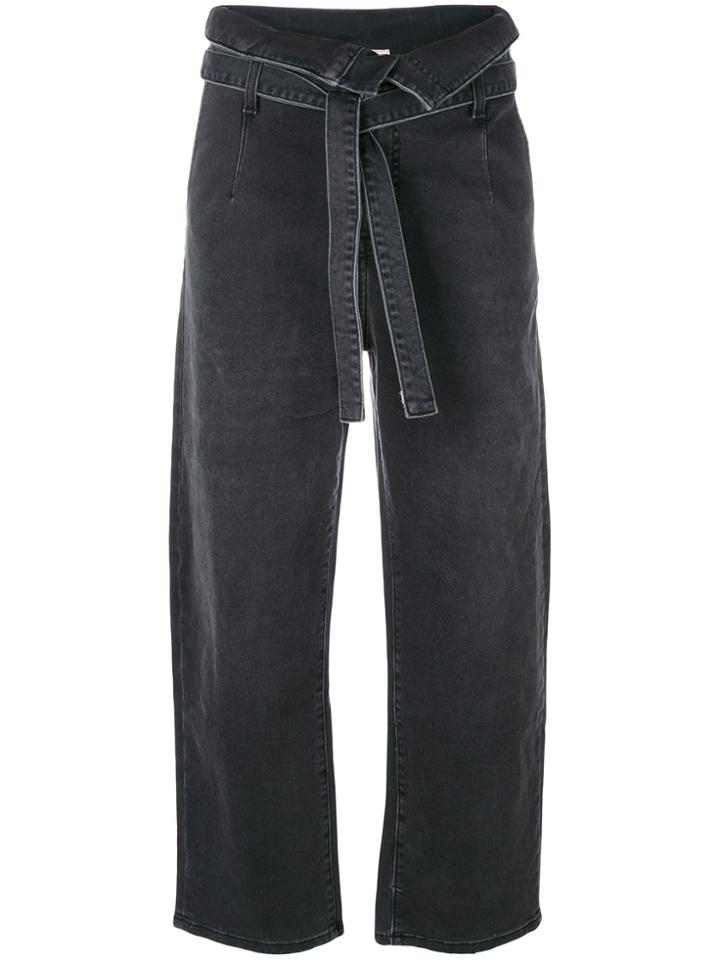 Current/elliott Wide-legged Cropped Jeans - Black