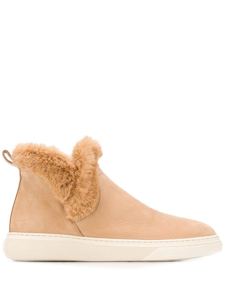 Hogan Faux Fur Trim Boots - Neutrals