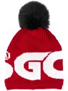 Gcds Logo Intarsia Beanie Hat - Red