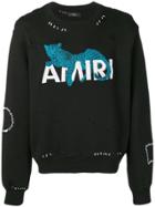 Amiri Embroidered Leopard Sweater - Black
