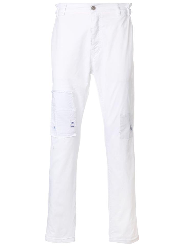 Frankie Morello Patch Detail Slim Fit Trousers - White