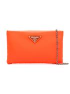 Prada Fluorescent Orange Clutch Bag With Chain - Yellow & Orange
