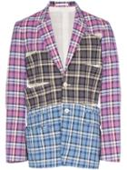 Comme Des Garçons Homme Plus Checked Sliced Cotton Blazer - Pink Grey