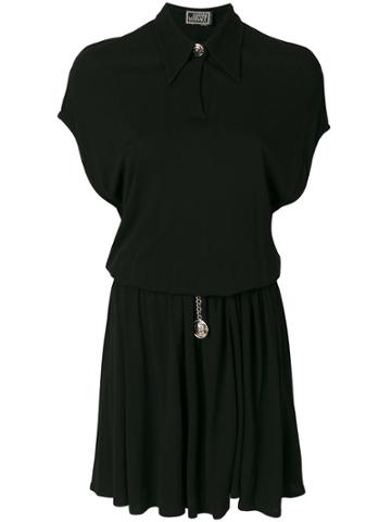 Versace Vintage Gathered Polo Dress - Black