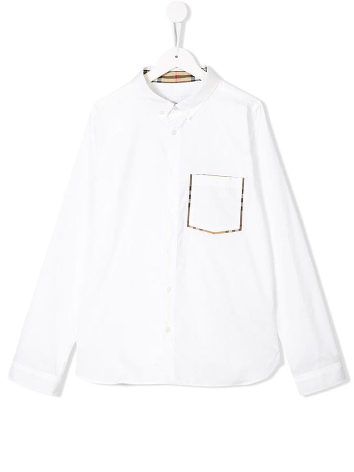 Burberry Kids House Check Trim Buttondown Shirt - White
