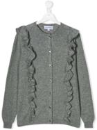 Simonetta Frill-trim Fitted Cardigan - Grey