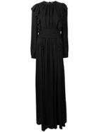 Rochas Long Ruffle Trimming Dress - Black