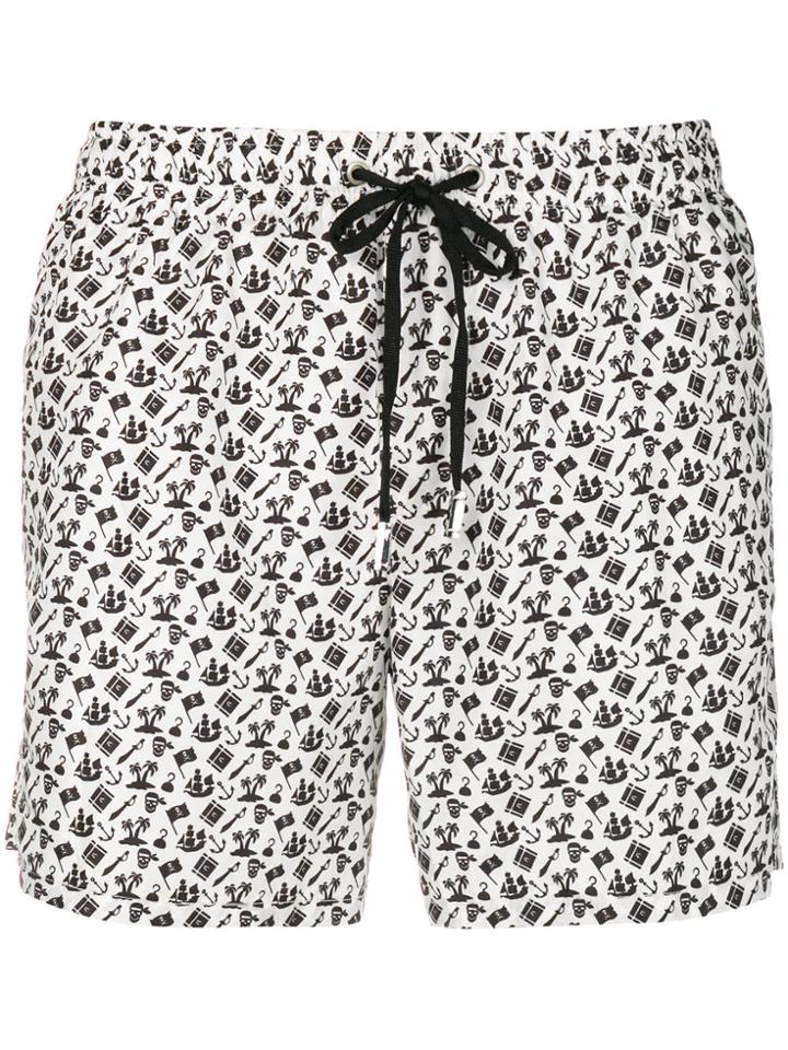 Fefè Pirate Print Swim Shorts - White