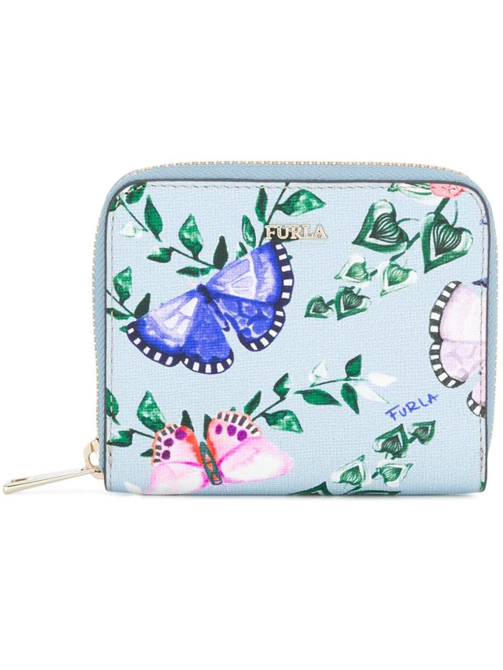 Furla Butterfly Print Zip Around Wallet - Blue