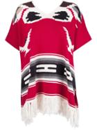Nsf Fringed Poncho, Women's, Size: Medium, Red, Cotton/nylon/wool