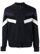 Neil Barrett Block Panel Zip Bomber, Men's, Size: Large, Blue, Lyocell/cotton/viscose/polyurethane