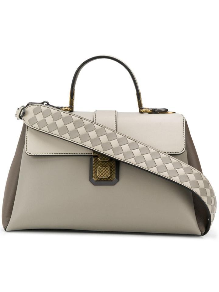 Bottega Veneta Diamond Woven Strap Tote - Grey