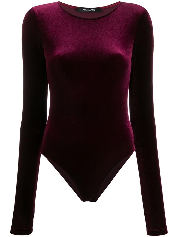 Andamane Bea Velvet Bodysuit - Red