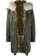 Yves Salomon Homme Fur Trimmed Parka, Men's, Size: 50, Green, Coyote Fur/rabbit Fur/polyester/cotton
