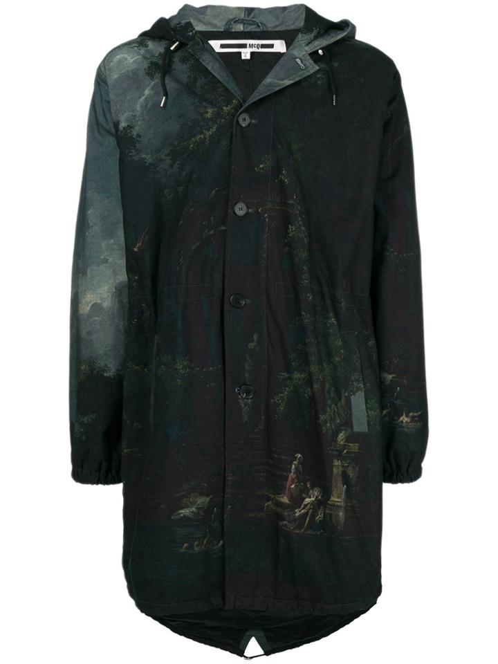 Mcq Alexander Mcqueen Printed Longsleeved Coat - Black