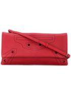 Balenciaga Perforated Trim Clutch Bag, Women's, Red, Calf Leather