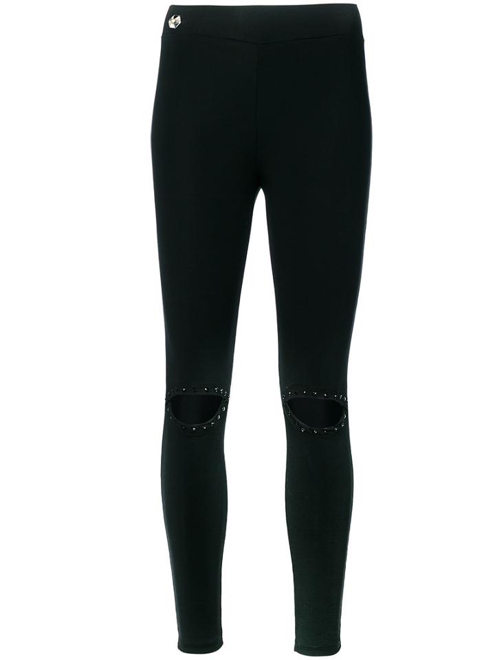 Philipp Plein - Open Knee Leggings - Women - Polyamide/spandex/elastane - M, Black, Polyamide/spandex/elastane