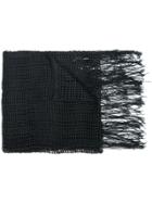 Isabel Benenato Fringed Knitted Scarf - Black