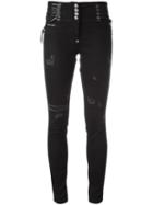 Philipp Plein Cropped Skinny Jeans, Women's, Size: 26, Black, Cotton/spandex/elastane/artificial Leather