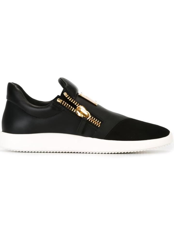 Giuseppe Zanotti Design Runner Low-top Sneakers, Men's, Size: 44, Black, Leather/suede