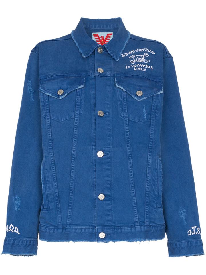 Adaptation Invitation Only Embroidered Denim Jacket - Blue