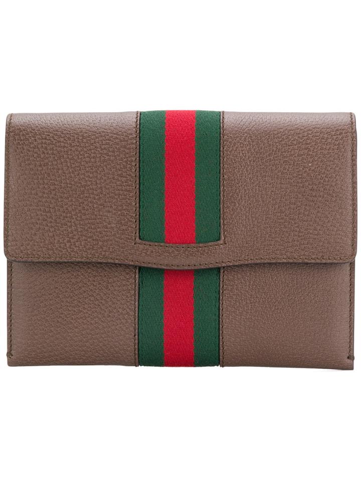 Gucci Chain Clutch With Web - Brown