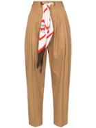 Burberry Pleated Scarf Tie Trousers - Neutrals