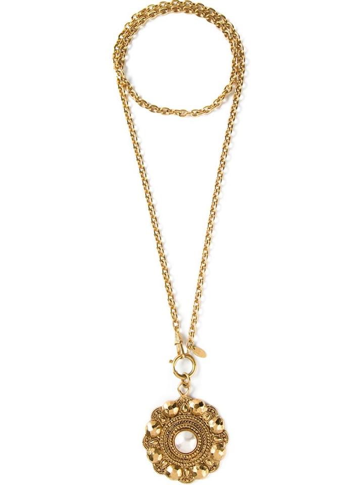 Chanel Vintage Oversized Pendant Necklace, Women's, Metallic