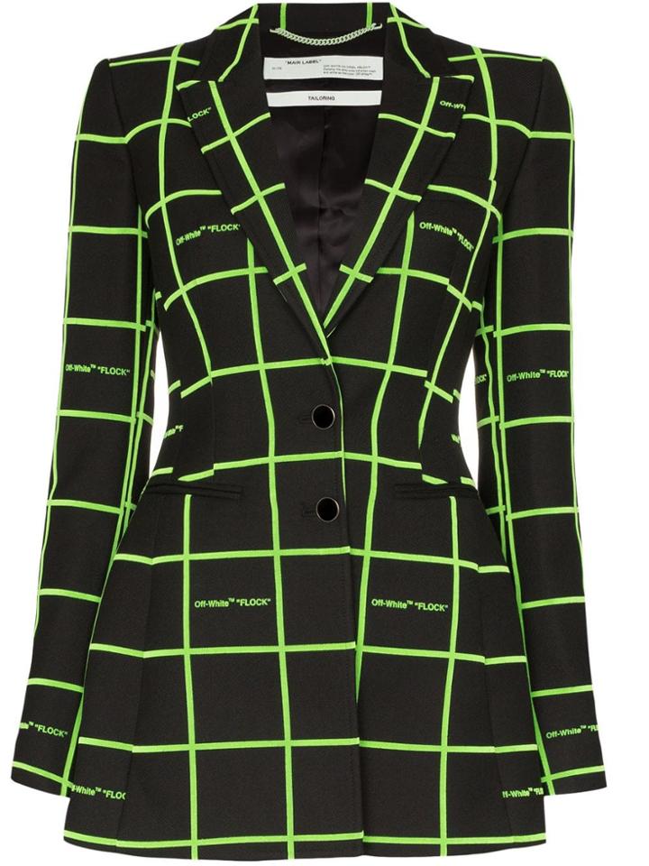 Off-white Check Flared Blazer - Black