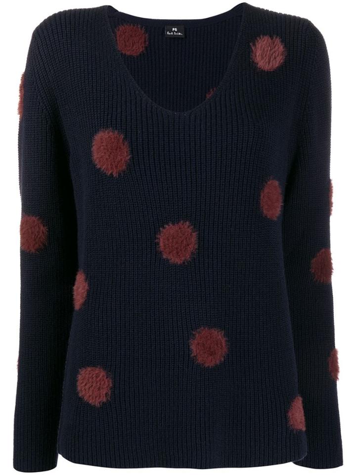 Ps Paul Smith Textured Polka-dot Jumper - Blue