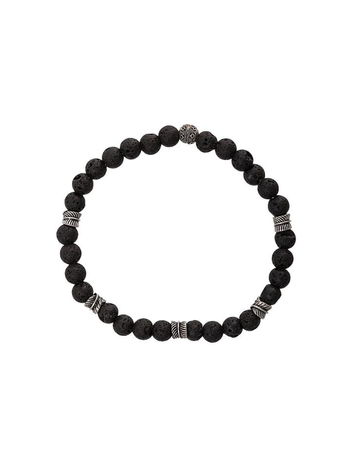 Nialaya Jewelry Elasticated Stone Bracelet - Black