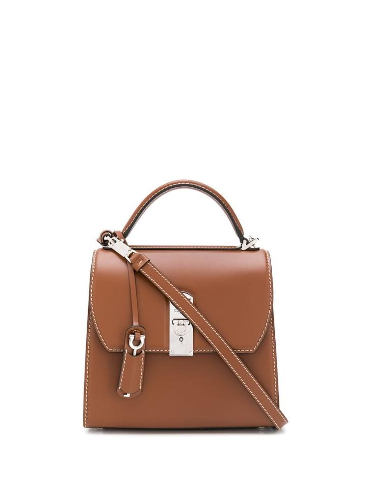 Salvatore Ferragamo Gancio Plaque Tote Bag - Brown