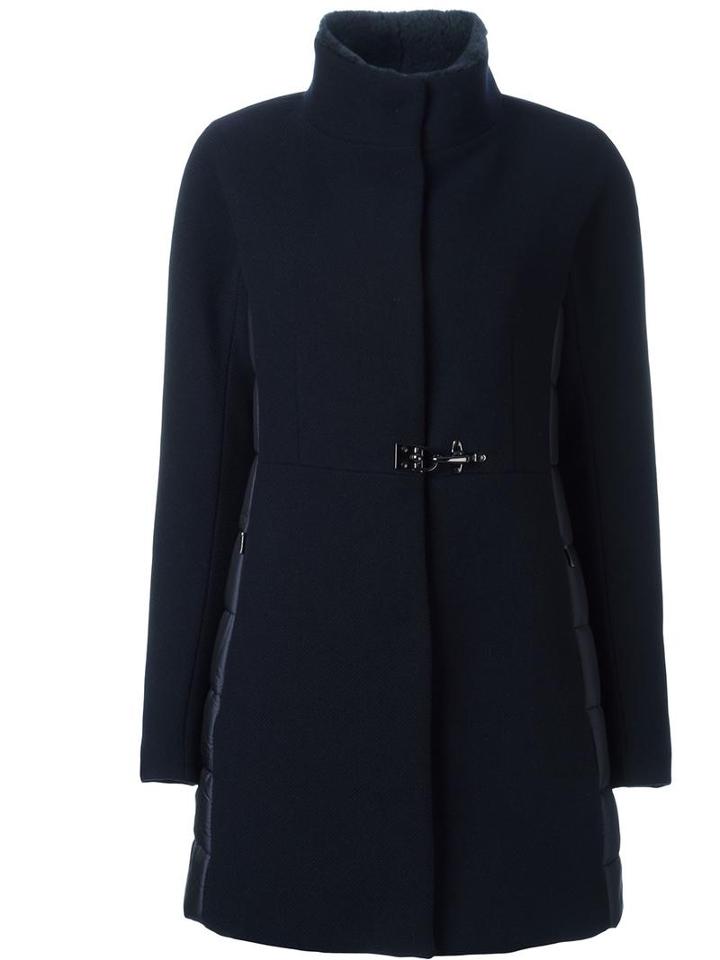 Fay High Neck Coat, Women's, Size: Xxl, Blue, Wool/polyamide