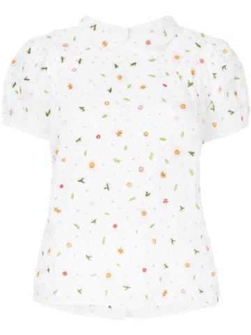 Jupe By Jackie Embroidered Floral Shirt - White