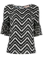 Twin-set Chevron Print Blouse - Black