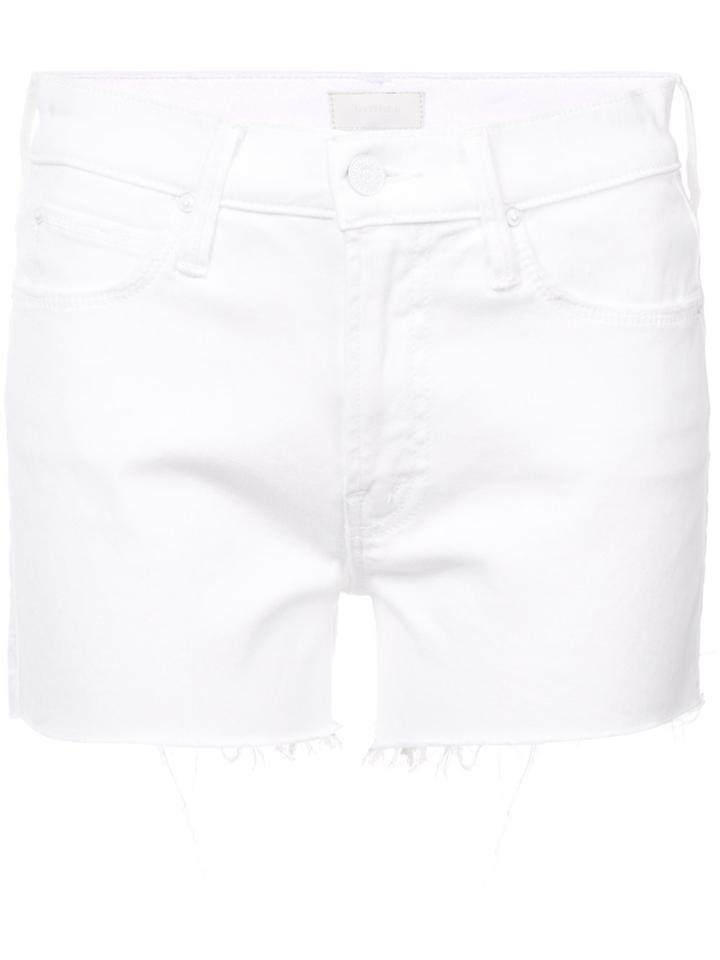Mother Distressed Denim Shorts - White