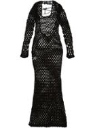 Sibling Crochet Mesh Maxi Dress, Women's, Size: M, Black, Nylon/polyester