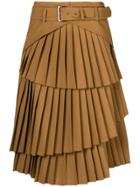 Alberta Ferretti Pleated Tiered Skirt - Brown