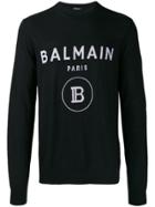 Balmain Jacquard Logo Knitted Sweater - Black