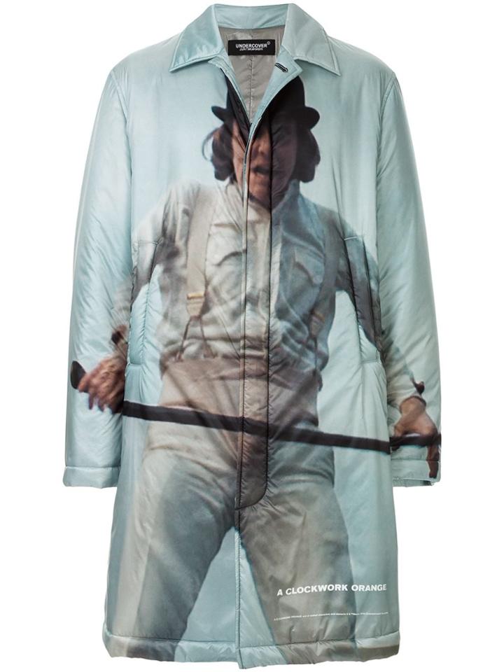 Undercover Graphic Print Padded Coat - Blue