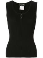 Chanel Pre-owned Ribbed Sleeveless Top - Black