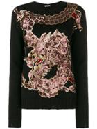 P.a.r.o.s.h. Sequinned Dragon Embroidery Jumper - Black