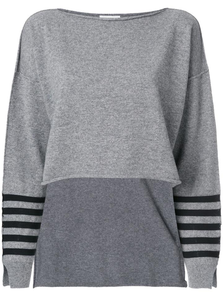 Sonia Rykiel Striped Cropped Jumper - Grey